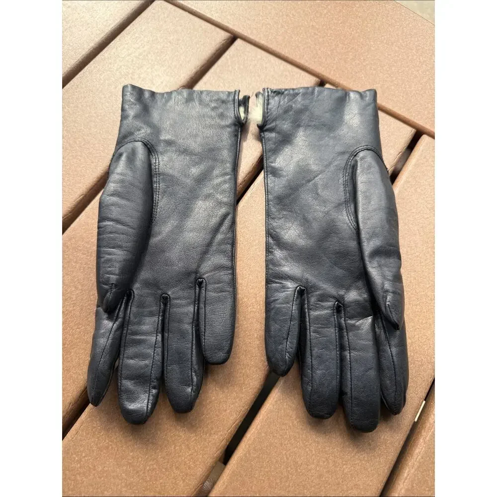 Genuine Leather Rabbit Hair Lined Gloves